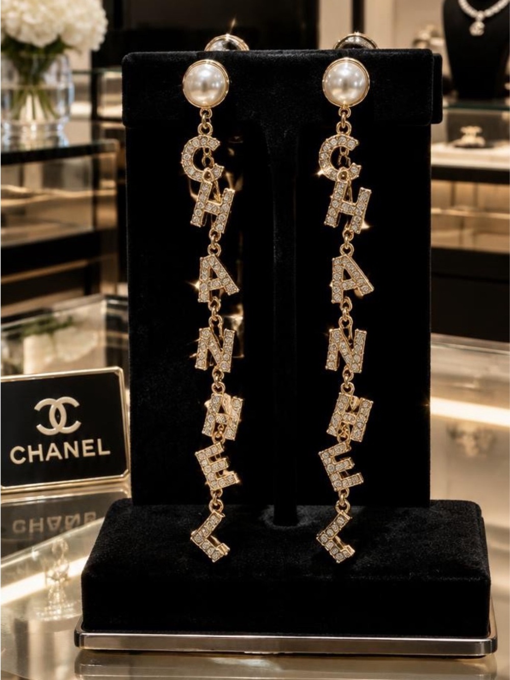 Authentic Chanel Parfums VIP Novelty Dangle Earrings